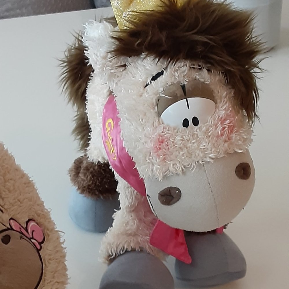Diddl Galupy Horse Plush, Depesche Germany, crown, pink ribbon, 14" -RARE - Picture 3 of 11